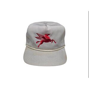 COPY - VTG Mobil Pegasus Rope Hat Cap Embroidered Strapback Gray Oil & Gas Adju…